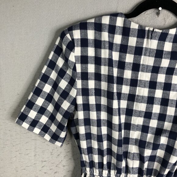 Vintage JP Angela Dress Womens 12 Navy Blue White Check Preppy Office Retro 80s - Picture 16 of 16